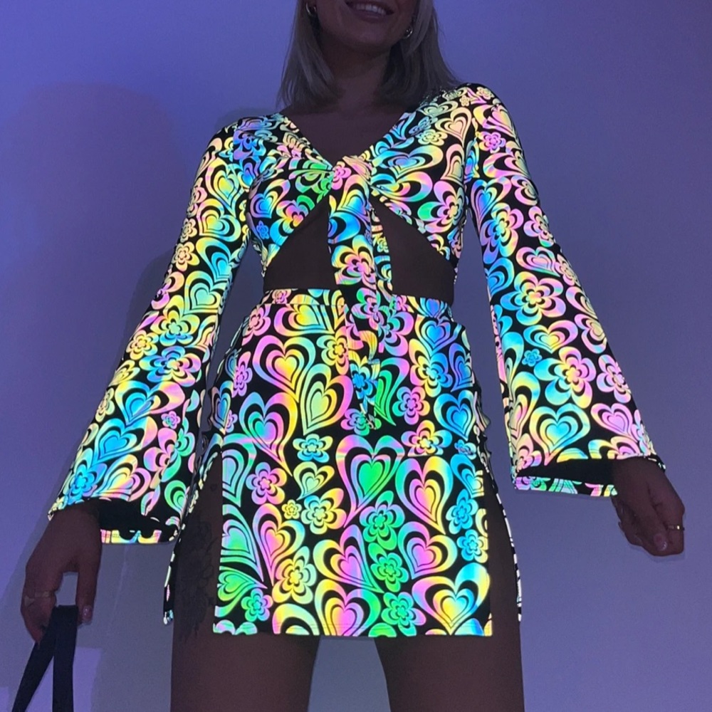 Reflective Groovy Girl Long Sleeve Bell Tie Top